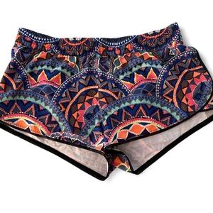 Women’s Navy Multicolor Patterned Active Shorts